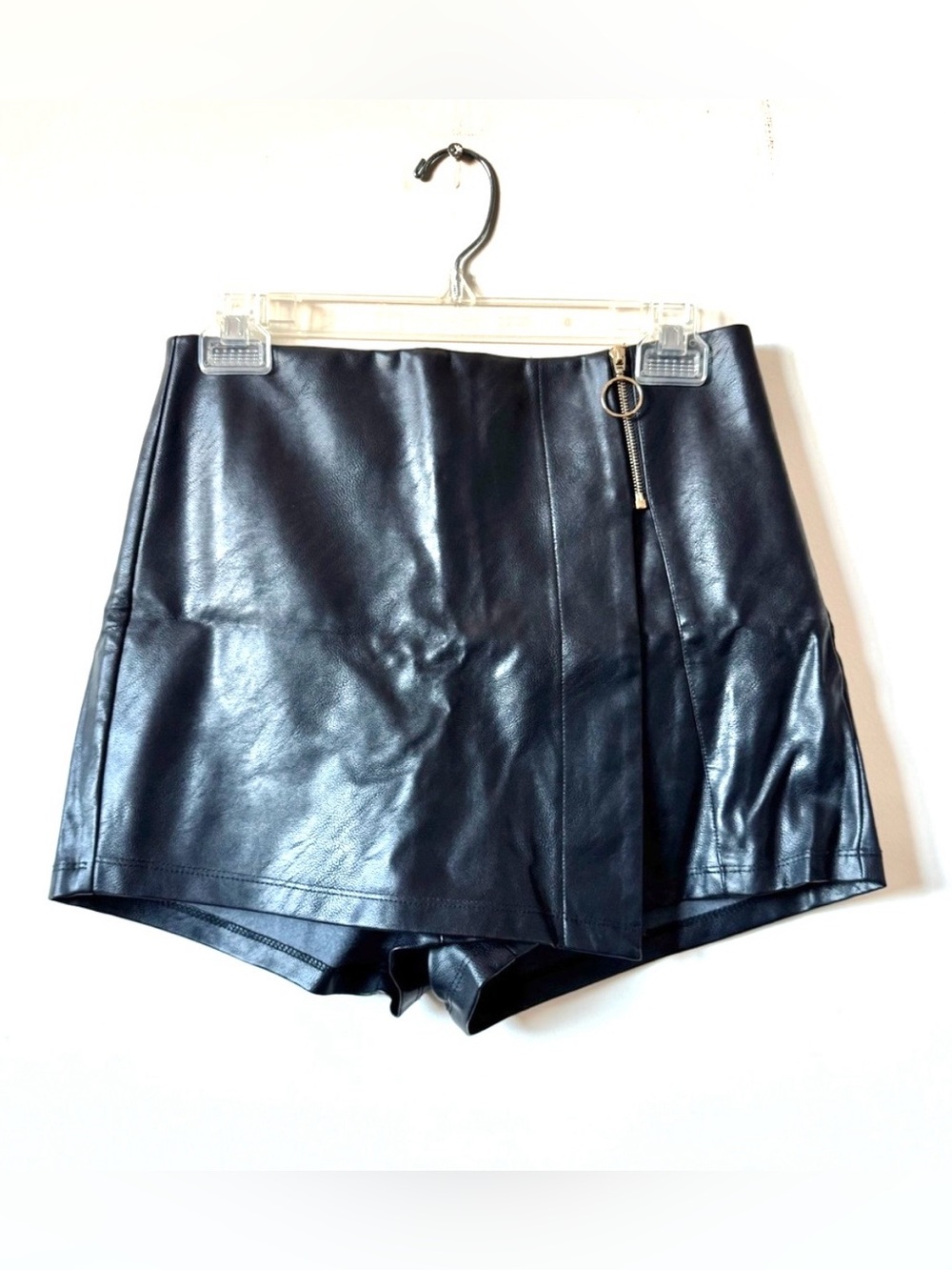 Fashion Nova Black Faux Leather High-Rise Adele Skort Sz S